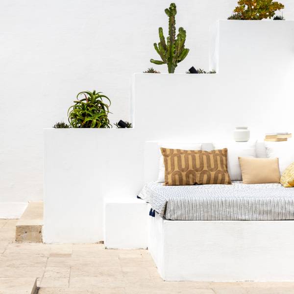 Rénovation extérieure d’une villa dans le 7ème arrondissement de Marseille, banquette maçonnée avec cactus